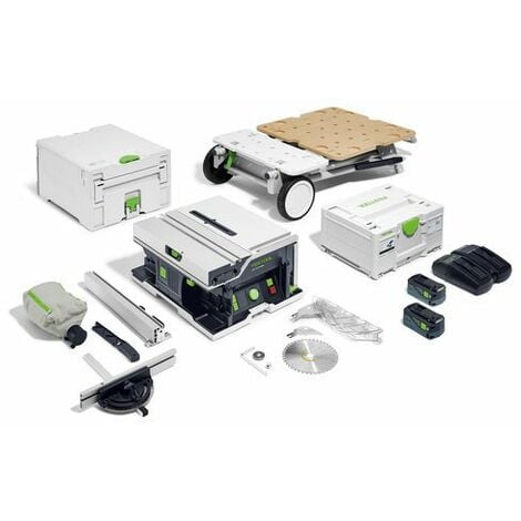 Scie circulaire sur table sans fil CSC SYS 50 EBI-SET - FESTOOL - Avec 2 batteries 18V 5Ah + chargeur double + chariot + systainer + accessoires - 577379