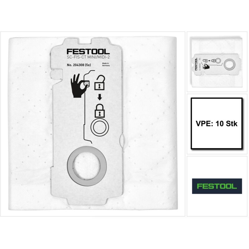 Image of Festool - selfclean Sacchetto filtro sc-fis-ct MINI/MIDI-2/10 - 10 pezzi ( 204308 ) per ct mini e ct midi dall'anno di costruzione 2019