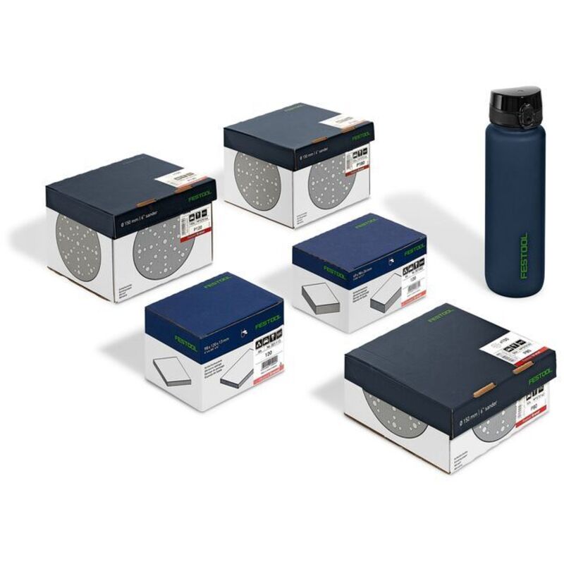 Set abrasif Super Pack Granat stf D150/48 gr-sp p + bouteille d'eau - Festool