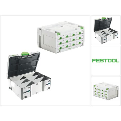 Festool Sortainer Set SYS 3-SORT/12 ( 491986 ) Sortiment Koffer + Systainer T-LOC SORT-SYS 2 TL Domino ( 498889 )