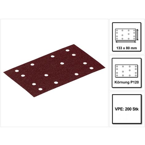 Festool STF 80x133 RU2/50 Schleifstreifen Rubin 2 P120 80 x 133 mm 200 Stk. ( 4x 499050 ) für Rutscher RTS 400, RTSC 400, RS 400, RS 4, LS 130