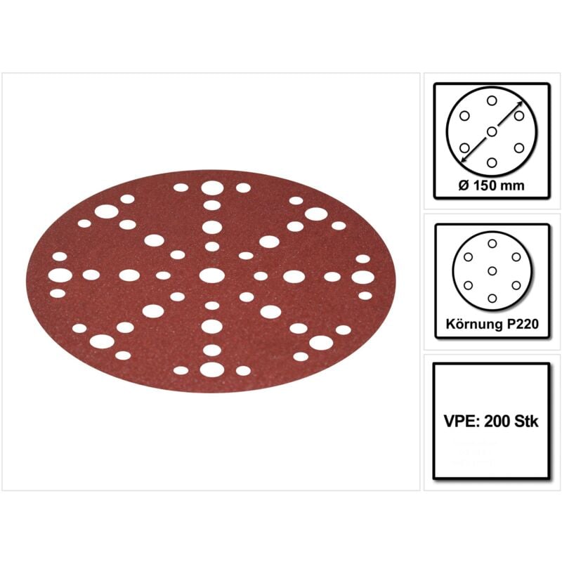 Stf D150/48 Meules Ruby 2 P220 150 mm - 200 pièces (4x 575193) pour ro 150, es 150, ets 150, ets ec 150, lex 150, wts 150, hsk-d 150 - Festool