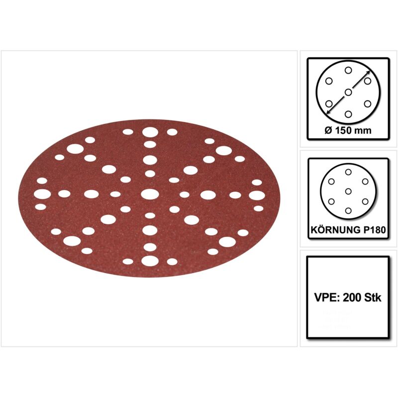 Stf D150/48 Dischi abrasivi Rubin 2 P180 150 mm 200 pezzi ( 4x 575192 ) per ro 150, es 150, ets 150, ets ec 150, lex 150, wts 150, hsk-d 150 - Festool