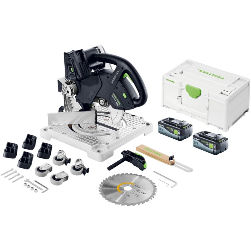 Symc 70 EB-Basic symmetric Scie à plinthes sans fil 36 v ( 2 x 18 v ) 216 mm + 2x batterie 8,0 Ah + Systainer - sans chargeur - Festool