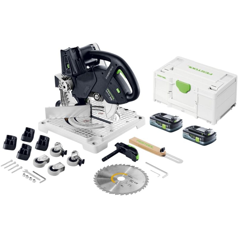 Symc 70 EB-Basic symmetric Scie à plinthes sans fil 36 v ( 2 x 18 v ) 216 mm + 2x batterie 4,0 Ah + Systainer - sans chargeur - Festool