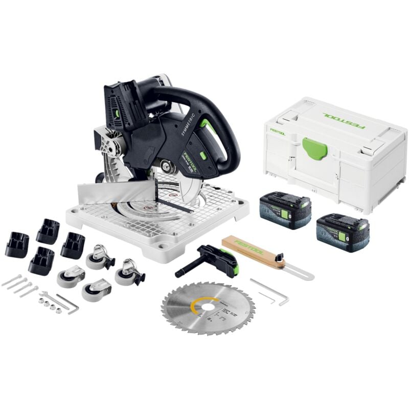 Symc 70 EB-Basic symmetric Scie à plinthes sans fil 36 v ( 2 x 18 v ) 216 mm + 2x batterie 5,0 Ah + Systainer - sans chargeur - Festool