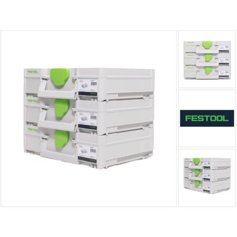Festool Systainer Set 3x SYS3 M 112 ( 3x 204840 ) 7,7 Liter 396x296x112mm Werkzeugkoffer koppelbar