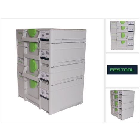 Festool Systainer Set SYS3 M 112 ( 204840 ) + SYS3 M 137 ( 204841 ) + SYS3 M 187 ( 204842 ) + SYS3 ORG M 89 Organzier ( 204853 ) koppelbar