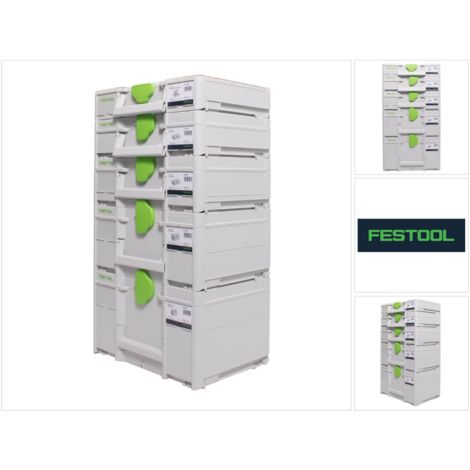 Festool Systainer Set SYS3 M 237 ( 204843 ) + SYS3 M 112 ( 204840 ) + SYS3 M 137 ( 204841 ) + SYS3 M 187 ( 204842 ) + SYS3 ORG M 89 Organizer ( 204853 ) koppelbar