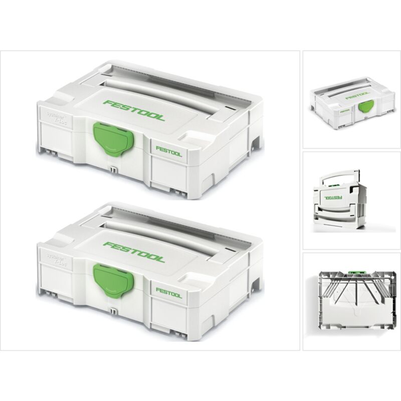 Festool Systainer T-LOC SYS 1 TL 2 x Coffrets à outils - Gris clair - Combinables (497563)