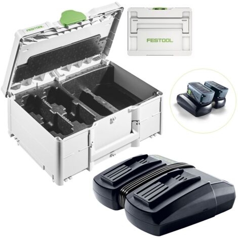 Festool TCL 6 DUO Rapid Twin Battery Charger 18v Dual Port + Systainer 3 Case