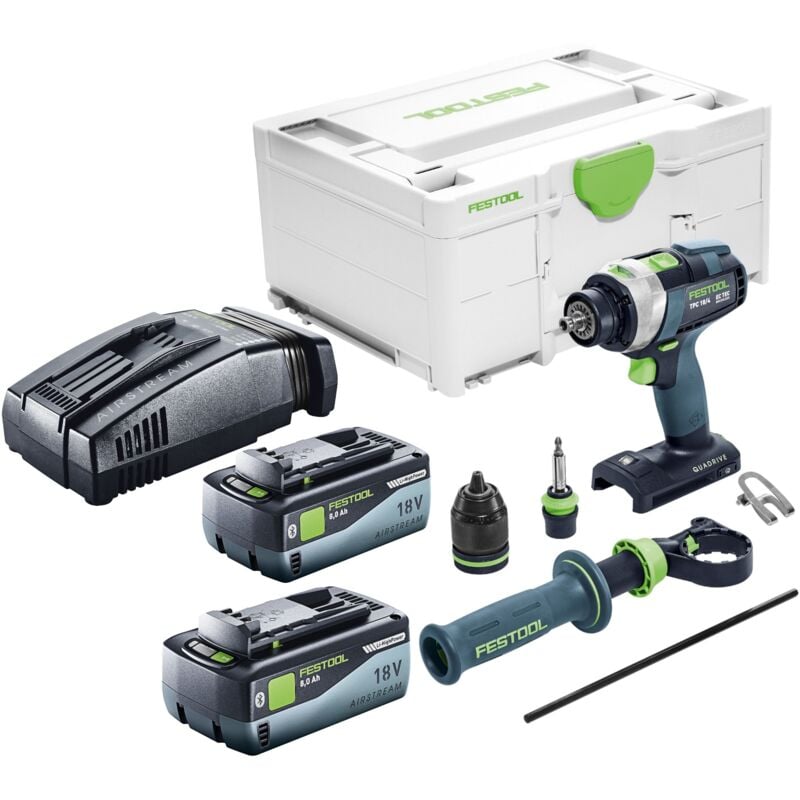 Festool TPC 18/4 I-Basic Perceuse-visseuse à percussion sans fil 18 V 75 Nm + 2x batterie 8,0 Ah + chargeur rapide + Systainer