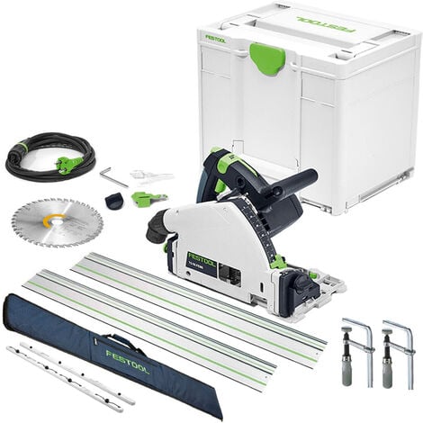 Festool TS55 110V Plunge Saw + 2xGuide Rail + Connector + Clamps & Bag