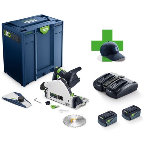 Festool TSC 55 KEBI-Plus/XL 100Y Limited Edition Akku Tauchsäge 18 / 36 V ( 2x 18 V ) 160 mm Brushless ( 578226 ) + 2x Akku 5,0 Ah + Ladegerät + Systainer