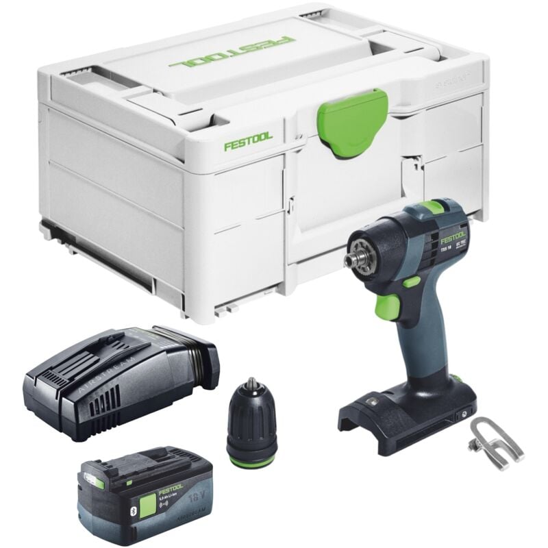 Txs 18-Basic Perceuse-visseuse sans fil 18 v 40 Nm Brushless + 1x batterie 5,0 Ah + chargeur rapide + Systainer - Festool