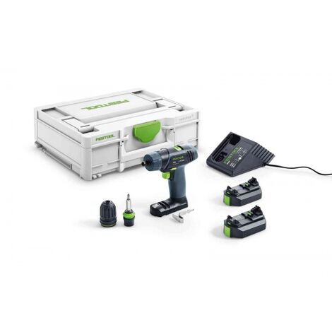 Trapano avvitatore senza fili TXS 2,6-Set con 2 batterie 2,6Ah, caricabatterie e angolo di ripresa - Festool 576102