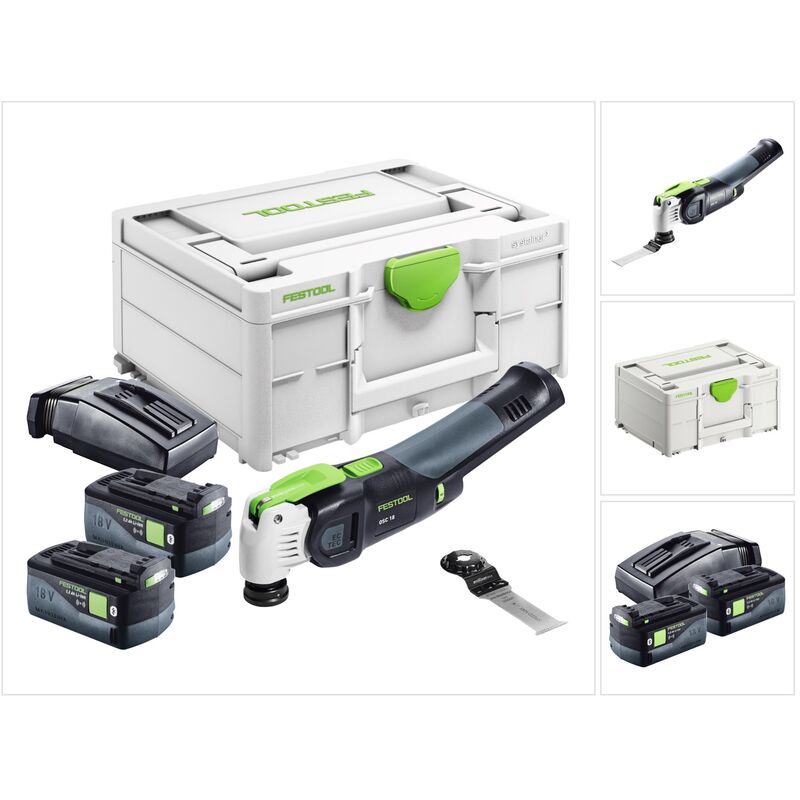 Vecturo osc 18 E-Basic Oscillateur sans fil Starlock Max Brushless 18V + 2x Batteries 5,0Ah + Chargeur + Systainer - Festool