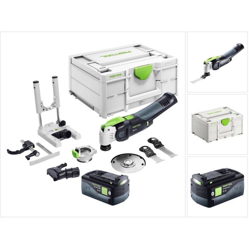 Vecturo osc 18 E-Basic Set Oscillateur sans fil 18 v Starlock Max Brushless + 1x batterie 5,0 Ah + 7 pces. set d'accessoires + Systainer - sans