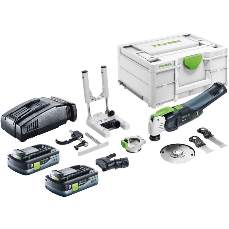 Vecturo osc 18 E-Basic Set Oscillateur sans fil 18 v Starlock Max Brushless + 2x batterie 4,0 Ah + chargeur rapide + Systainer - Festool