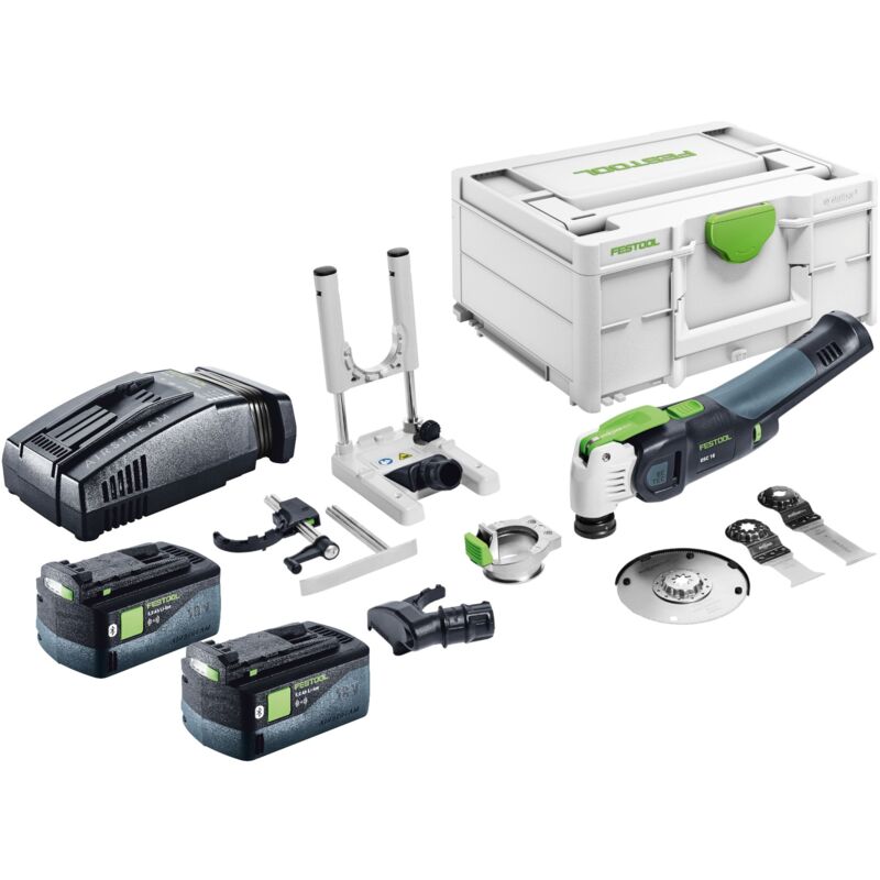 Vecturo osc 18 E-Basic Set Oscillateur sans fil 18 v Starlock Max Brushless + 2x batterie 5,0 Ah + chargeur rapide + Systainer - Festool