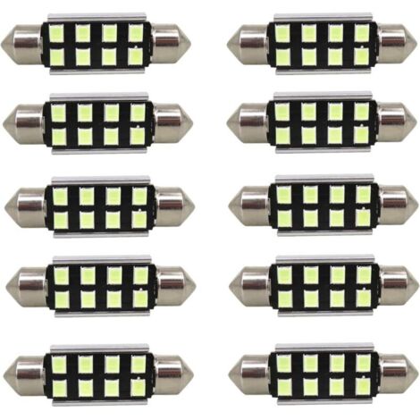Festoon Ampoules LED 31 mm 2835 SMD Très Lumineuses Blanc Bleu Glacier Remplacement pour Lumière LED de Voiture Plafonnier Liseuse de Carte Feux de Plaque d'Immatriculation Lot de 10