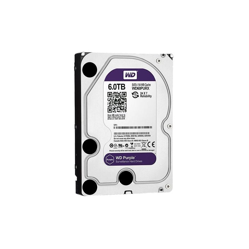 Festplatte 3.5 Western Digital lila 6TB SATA3 64MB WD60PURX videoüberwachung