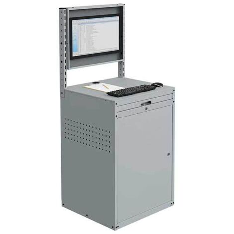 Feststehender Computerschrank - Anthrazitgrau - Box neigbarer 24-Zoll-Bildschirm - W040010027-GCGA