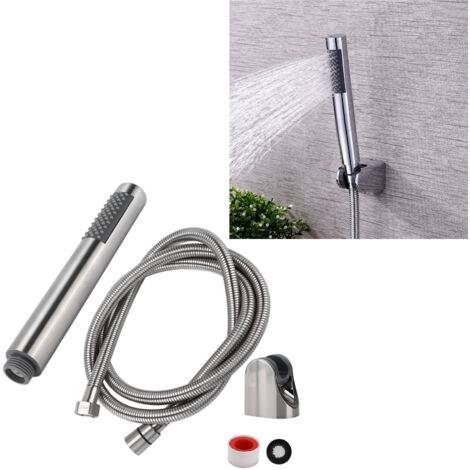 Feststehender Duschkopf – Polierter Edelstahl-Duschkopf mit Handbrause und Halterung – 3-teiliges Set