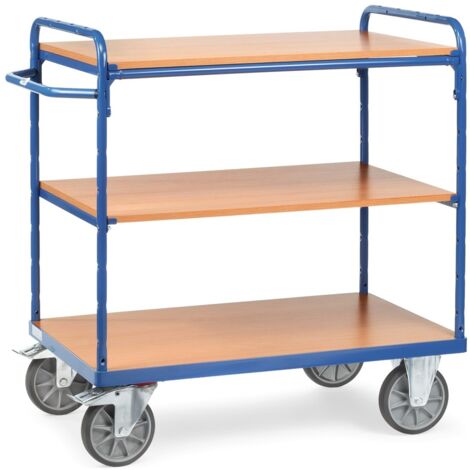 Fetra Etagenwagen mit 3 Böden aus Holz 850x500mm Ladefläche