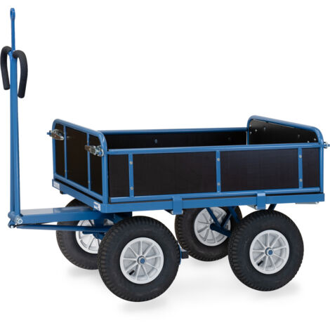 Fetra Handpritschenwagen mit Bordwänden, abklappbar, ohne Zugöse an der Deichsel 400x100mm Luft-Bereifung 1200x800mm Ladefläche