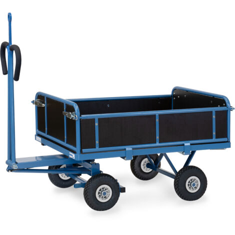 Fetra Handpritschenwagen mit Bordwänden, abklappbar, Zugöse an der Deichsel 260x85mm Luft-Bereifung 1200x800mm Ladefläche