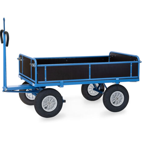 Fetra Handpritschenwagen mit Bordwänden, abklappbar, Zugöse an der Deichsel 400x100mm Luft-Bereifung 1600x900mm Ladefläche