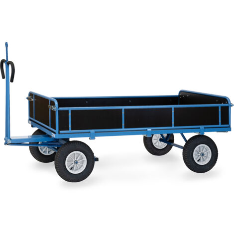 Fetra Handpritschenwagen mit Bordwänden, abklappbar, Zugöse an der Deichsel 400x100mm Luft-Bereifung 2000x1000mm Ladefläche