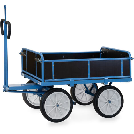 Fetra Handpritschenwagen mit Bordwänden, abklappbar, Zugöse an der Deichsel 400x80mm Vollgummi-Bereifung 1200x800mm Ladefläche