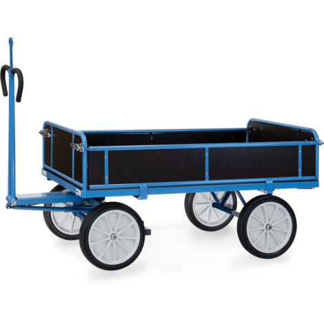 Fetra Handpritschenwagen mit Bordwänden, abklappbar, Zugöse an der Deichsel 400x80mm Vollgummi-Bereifung 1600x900mm Ladefläche