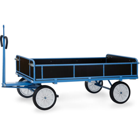 Fetra Handpritschenwagen mit Bordwänden, abklappbar, Zugöse an der Deichsel 400x80mm Vollgummi-Bereifung 2000x1000mm Ladefläche