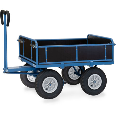 Fetra Handpritschenwagen mit Bordwänden, Luft-Bereifung, 1200x800 mm