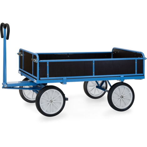 Fetra Handpritschenwagen mit Bordwänden, mit Vollgummi-Bereifung, 1600x900 mm