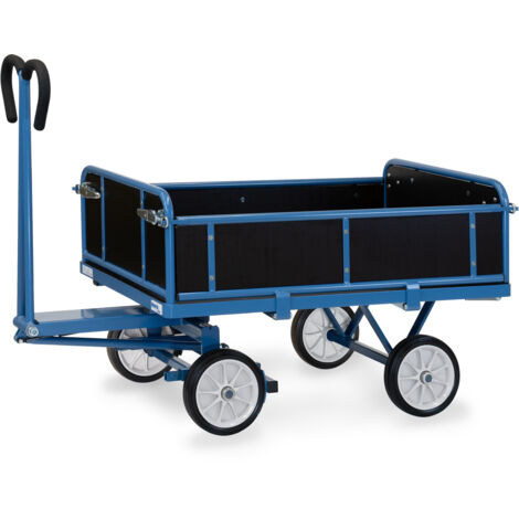Fetra Handpritschenwagen mit Bordwänden, Vollgummi-Bereifung 1200x800 mm