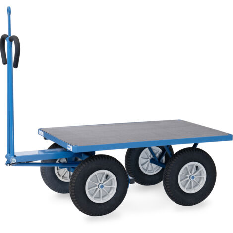 Fetra Handpritschenwagen mit Plattform 1200x800mm mit Zuglöse an der Deichsel Luft-Bereifung 400x100mm