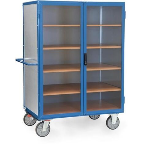 Fetra Kastenwagen 750 kg Tragkraft aus verzinktem Stahlblech, Flügeltür mit transparenter Füllung, verschließbar 1200x780mm