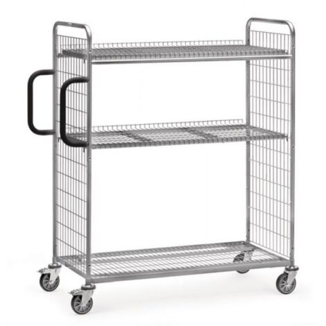 Fetra Kommissionierwagen 1250x610mm aus Drahtschweißgitter, 1625mm hoch mit 2 Gitterböden