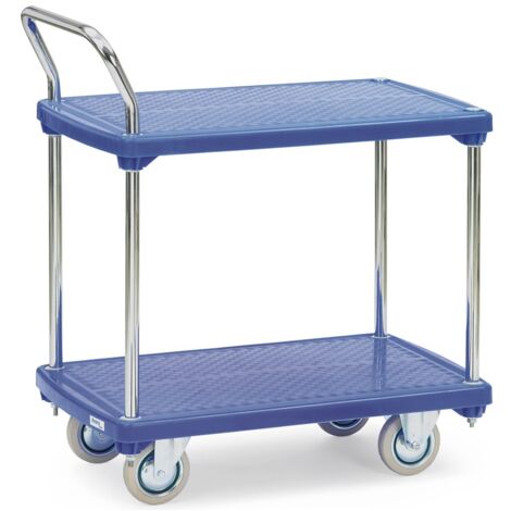 fetra Kunststoffplattenwagen, Ladefläche 810 x 500 mm, mit 2 Etagen