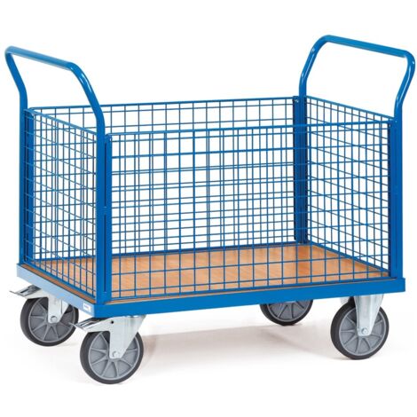 Fetra Multivario Vierwandwagen im Buchendekor mit Drahtgitter 850x500mm Ladefläche