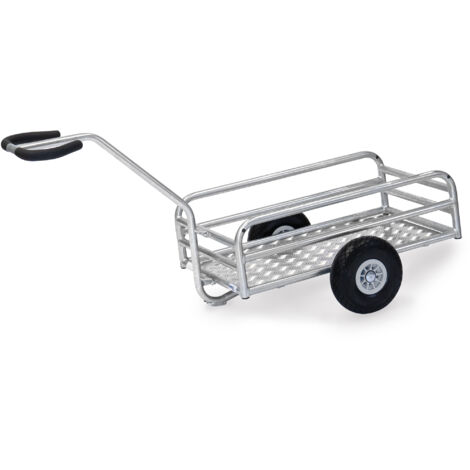 Fetra Outdoor-Handwagen feuerverzinkt mit 795x445mm Ladefläche aus Alu-Quintettblech und Polyurethanbereifung