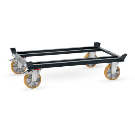 Fetra Paletten-Fahrgestell für Gitterboxen und Flachpaletten mit Polyurethan-Bereifung 1255 x 855 mm Tragkraft 1050 kg