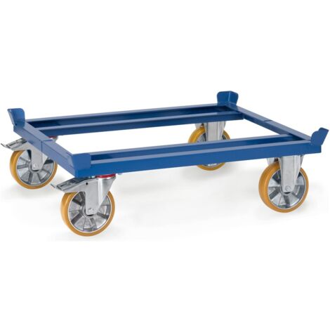 fetra Paletten-Fahrgestell - Polyurethan, für Gitterboxen und Flachpaletten 1000 x 800 mm