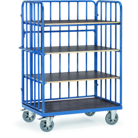 Fetra Super-MultiVario-Transporter Etagenwagen mit 4 Etagen mit Stirnwänden und einer Längswand 1200x800mm