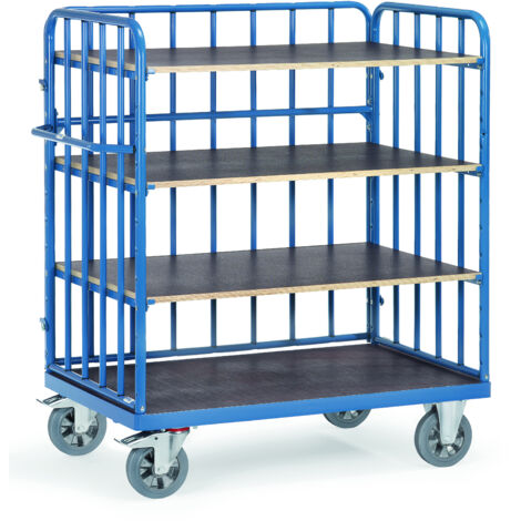 Fetra Super-MultiVario-Transporter Etagenwagen mit 4 Etagen mit Stirnwänden und Längswand 1200x800mm