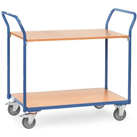 fetra Tischwagen, 2 Holz-Plattformen, Ladefläche 1000 x 600 mm